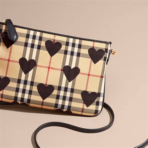 burberry heart print check and leather clutch bag|Women’s Check Bags .